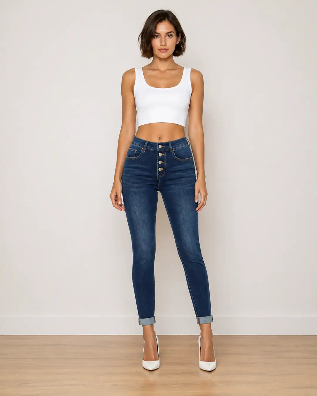 Cropped Contrast Jeans by Erick Anders