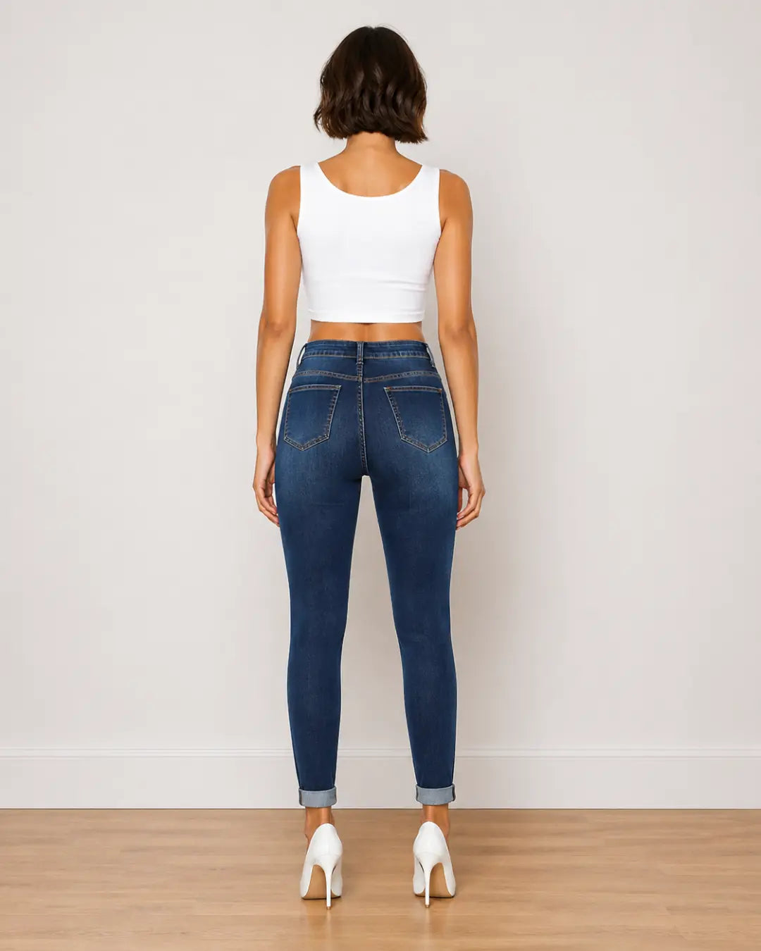 Cropped Contrast Jeans by Erick Anders